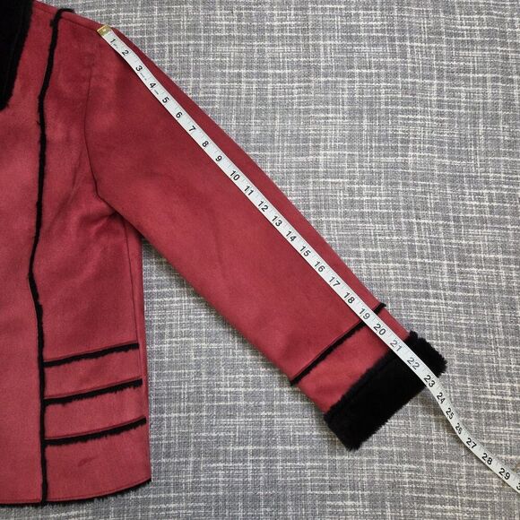 Keren Hart Microsuede Jacket Red Patchwork Women's S Soft Black Faux Fur Lining - Picture 7 of 15